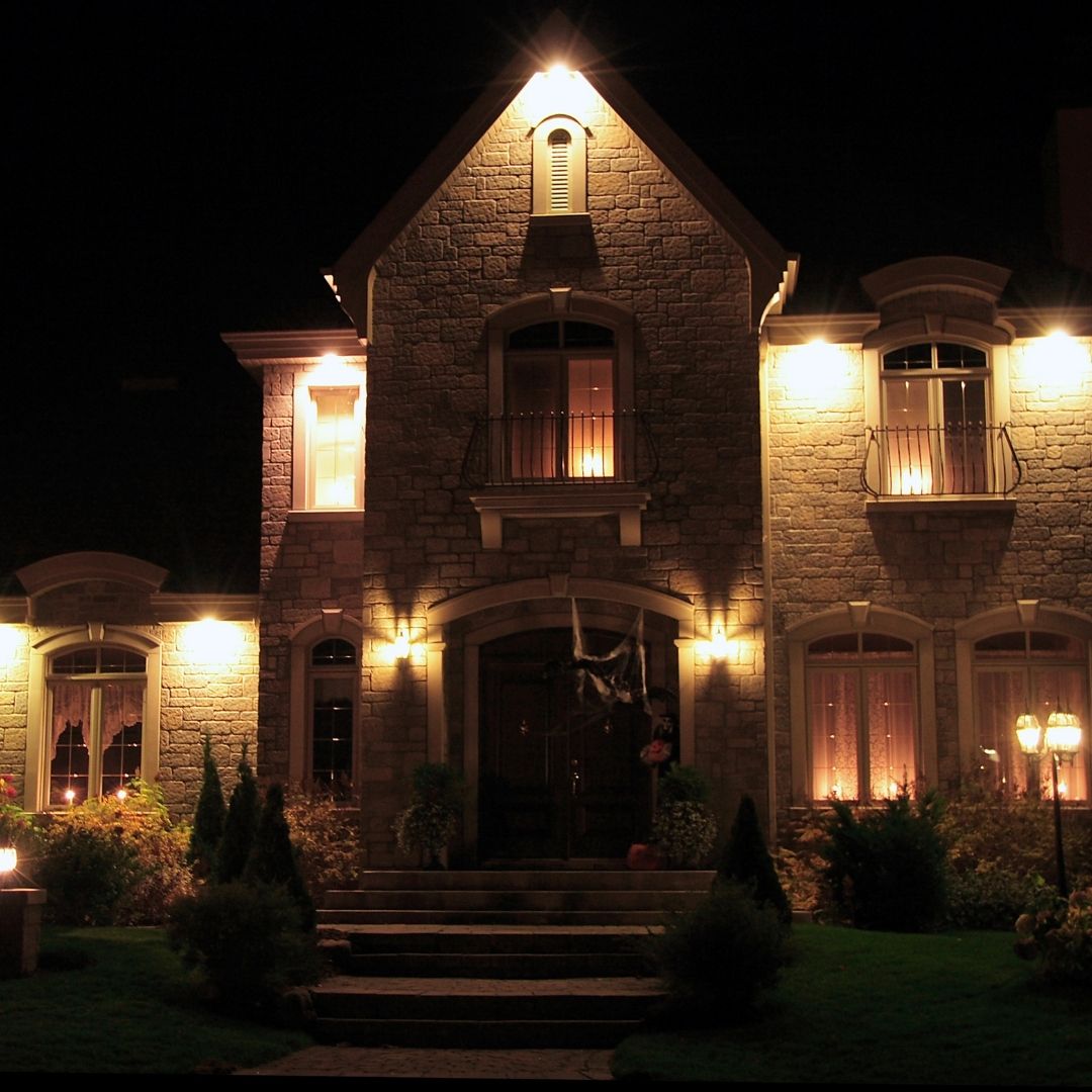 a house at night