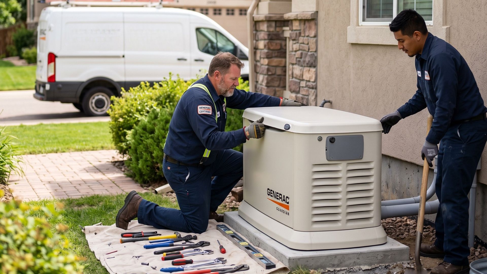 A generator being installed.