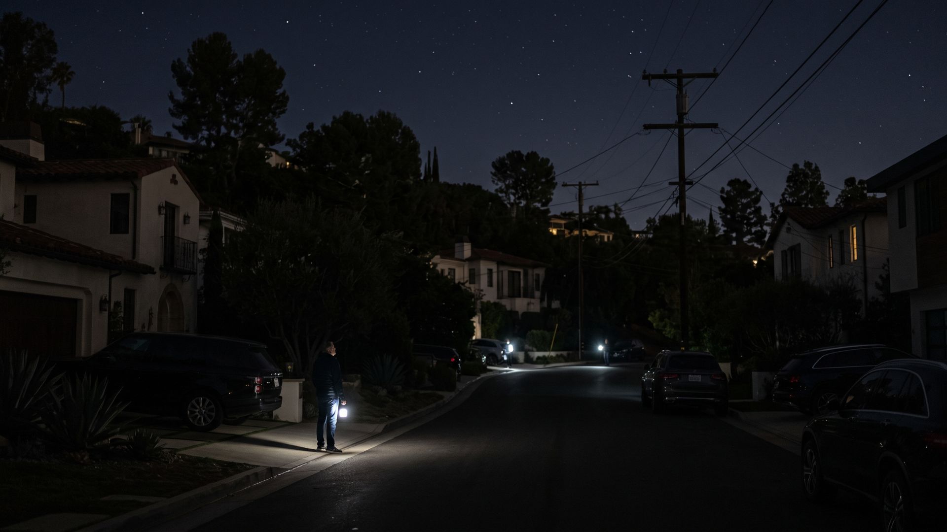 Pacific Palisades home during a power outage.